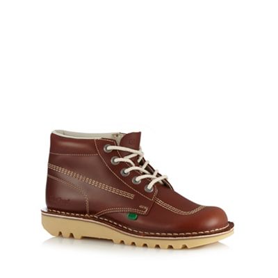 Kickers Tan leather contrast stitched chukka boots